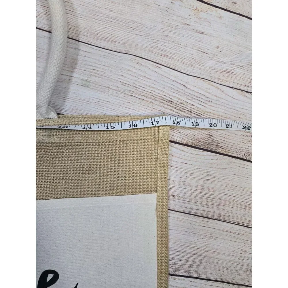 Bride Burlap tote bag closure‎ canvas handle
